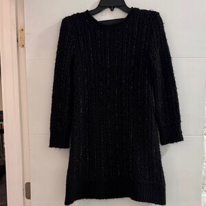 Zara Black Textured Long Sleeve Dress